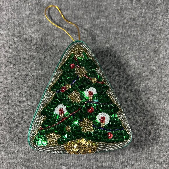 Galerie Other - Galerie Au Chocolate Sequined Christmas Tree Ornament Keepsake Empty Box w Lid